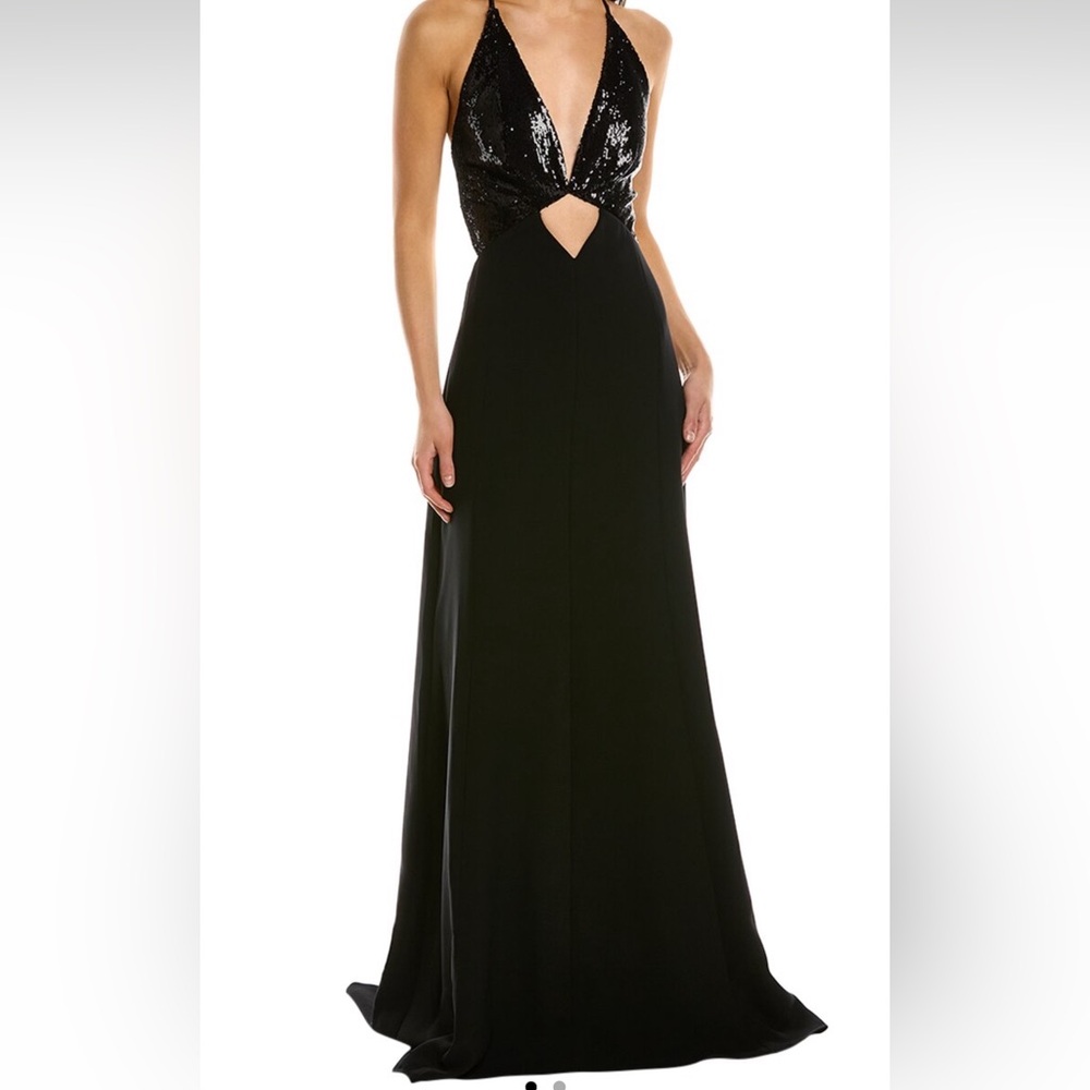 Halston Heritage Black Backless Gown